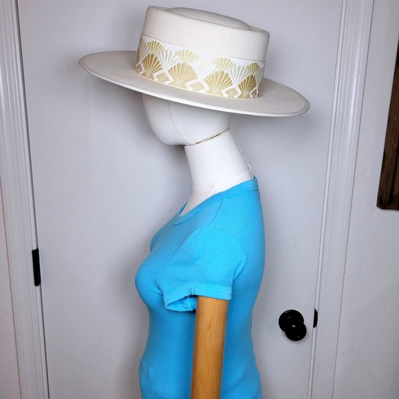 Enza Costa Ribbed Blue Shirt Size Small - Picture 11 of 11